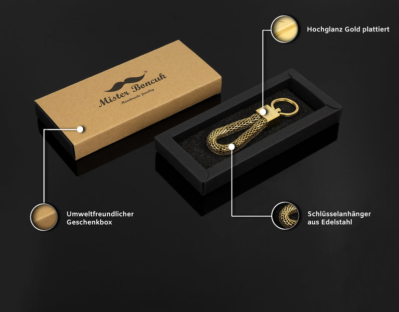 Charming Schlüsselanhänger aus Edelstahl - Hochglanz Gold