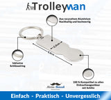 Trolleyman - Einkaufswagenlöser Schlüsselanhänger mit Gravur - Personalisierbarer Schlüsselanhänger - Einkaufswagenlöser aus recyceltem Aluminium