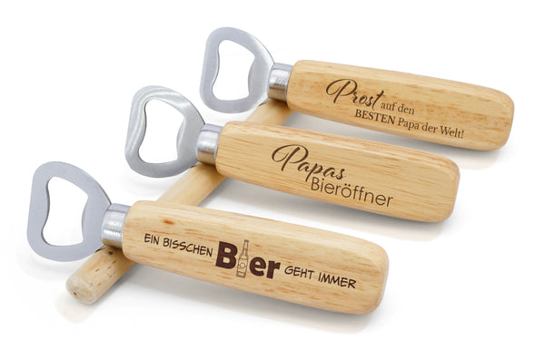 FLÖFi Personalisierter Flaschenöffner aus Holz mit Gravur - Bierflaschenöffner Personalisiert mit Namen - Geschenke für Männer mit Wunschgravur