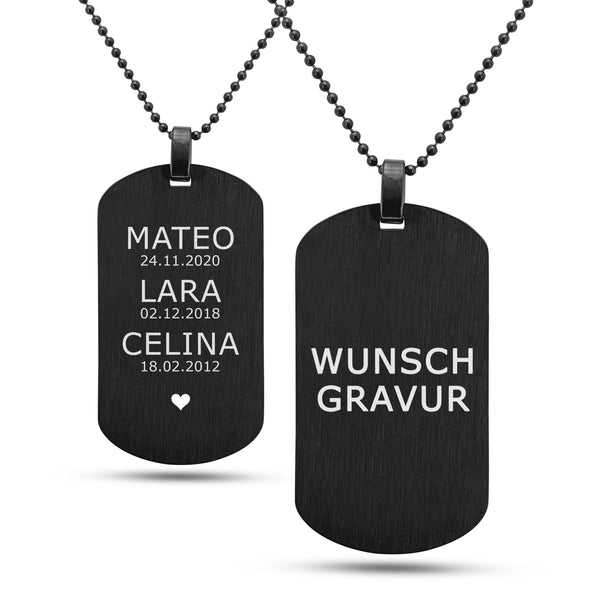 MiliChain Premium Dog Tag kette aus Edelstahl - Herren Halskette mit Gravur - Militär kette Personalisiert - Kette mit Namen - ID kette mit gravur