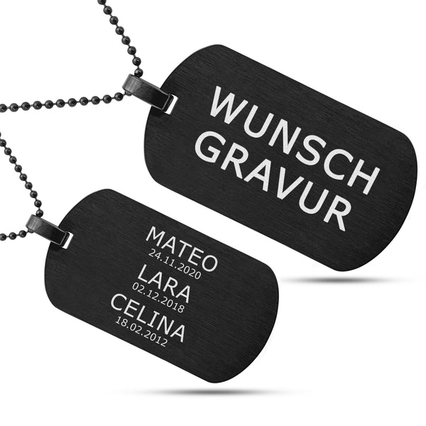 MiliChain Premium Dog Tag kette aus Edelstahl - Herren Halskette mit Gravur - Militär kette Personalisiert - Kette mit Namen - ID kette mit gravur