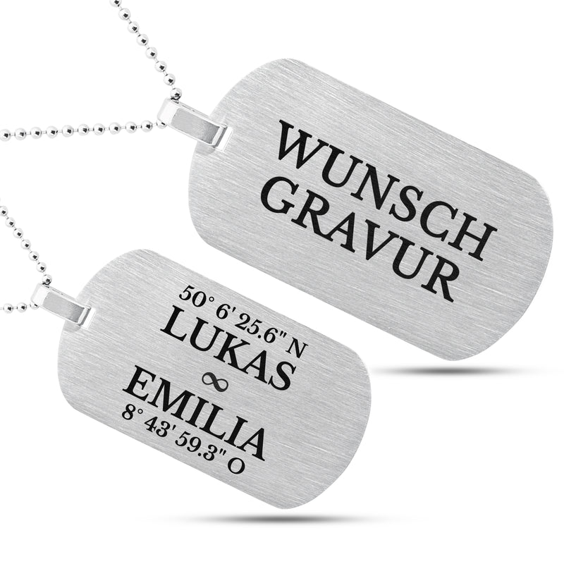 MiliChain Premium Dog Tag kette aus Edelstahl - Herren Halskette mit Gravur - Militär kette Personalisiert - Kette mit Namen - ID kette mit gravur