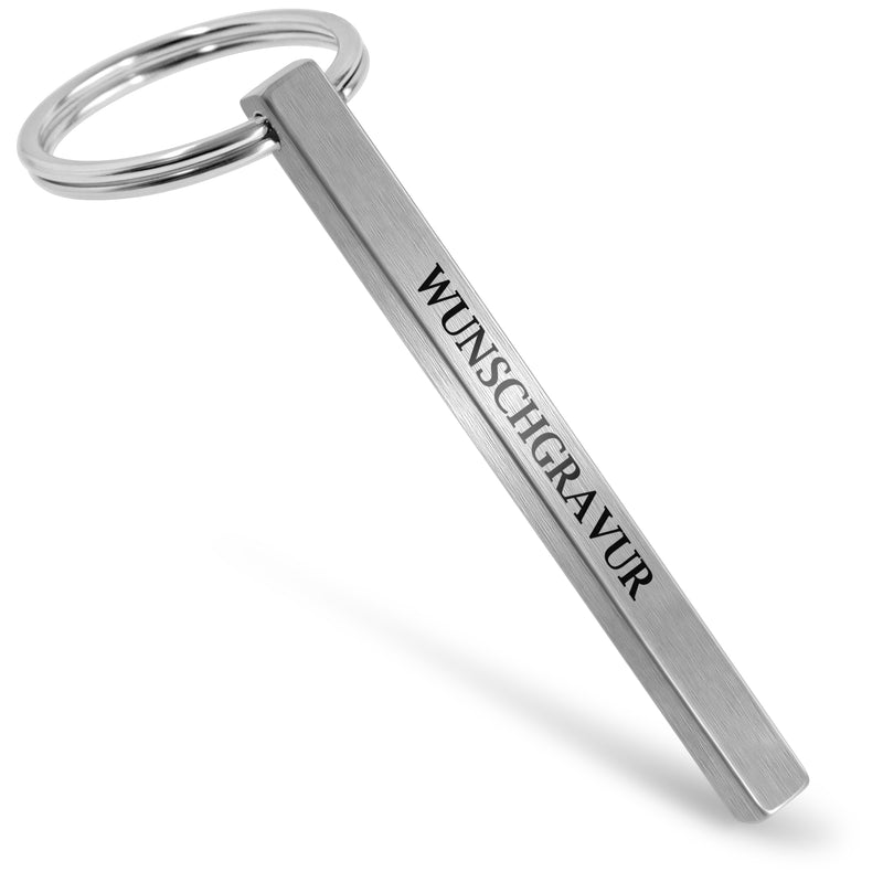 Cubikey Quader Matt Gebürstet  Schlüsselanhänger mit Gravur aus Edelstahl - Personalisierbar mit Wunschgravur
