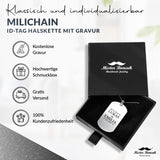 MiliChain Premium Dog Tag kette aus Edelstahl - Herren Halskette mit Gravur - Militär kette Personalisiert - Kette mit Namen - ID kette mit gravur