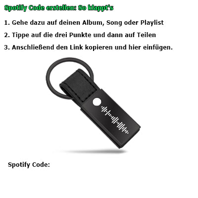 Classy Schlüsselanhänger mit Musik Song Code - Personalisierbar mit Wunschsong - Personalisierter Song Gravur Schlüsselanhänger mit Geschenkbox