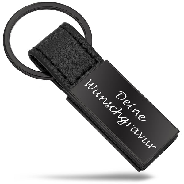 Schlüsselanhänger mit Gravur - Frei Personalisierbar mit Wunschgravur (matt schwarz)